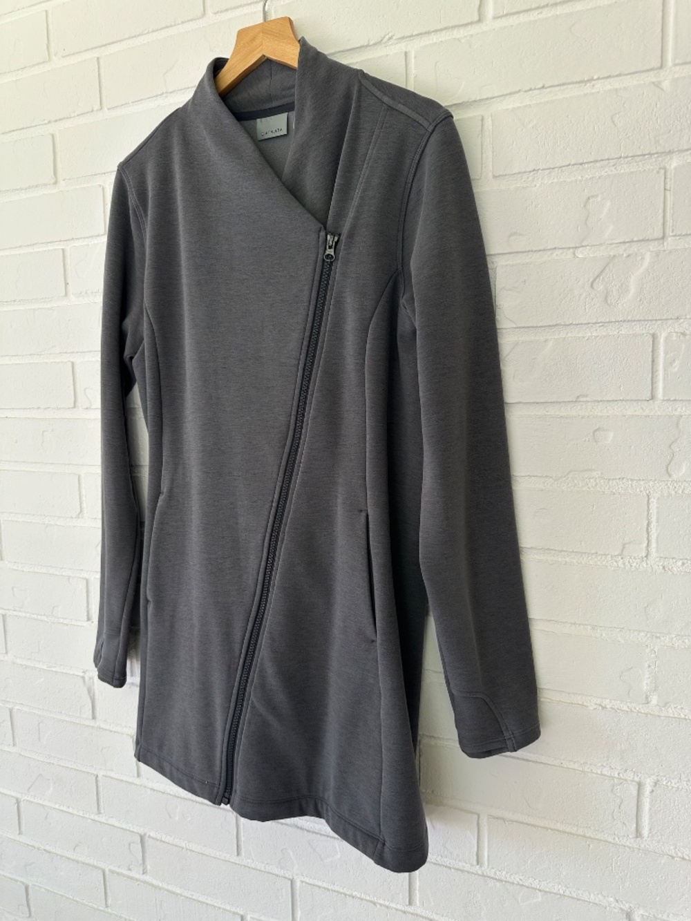 Athleta Softtech Cya Grey Jacket Asymmetrical Zip Size Large